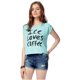 thumbnail image 1 of Aeropostale - Camiseta gráfica para mujer Ice Loves Coffee, verde, pequeña, 1 of 3