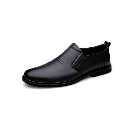 

Rotosw Mens Loafers Slip On Flats Faux Leather Dress Shoes Glossy Classic Casual Loafer Work Lightweight Business Shoe Black 8