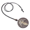 thumbnail image 3 of Plume Feuille Pendentif Collier Réglable PU Cuir Cordon Pendentif Pendentif Brun, 3 of 9
