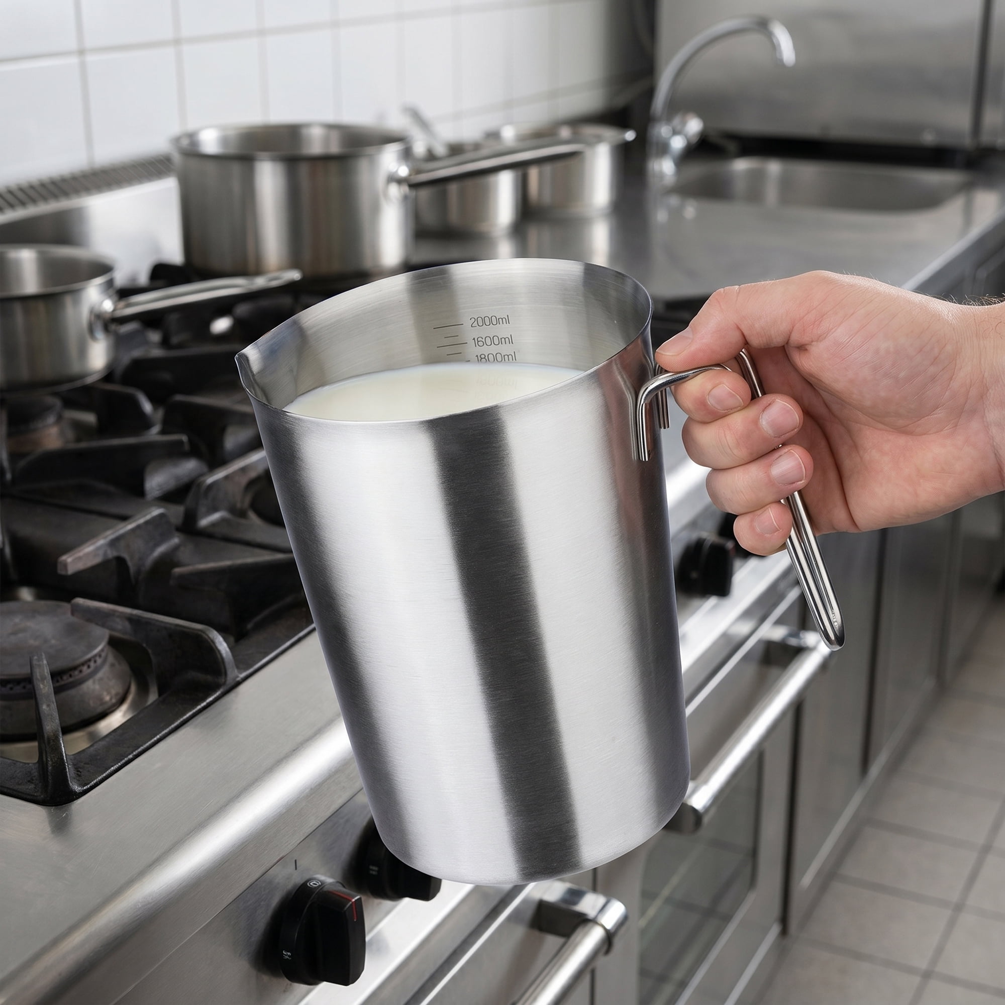 Unique Bargains Stainless Steel Measuring Cup for Kitchen Use Silver 2000ml
