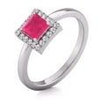 thumbnail image 2 of Round and Princess Cut Natural Ruby Gemstone Ring in 14K White Gold (Size: 6), 2 of 6