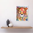 thumbnail image 2 of Lion With Multicoloured Pattern Mane Folk Art Watercolour Painting Art Print Framed Poster Wall Decor 12x16 inch, 2 of 5