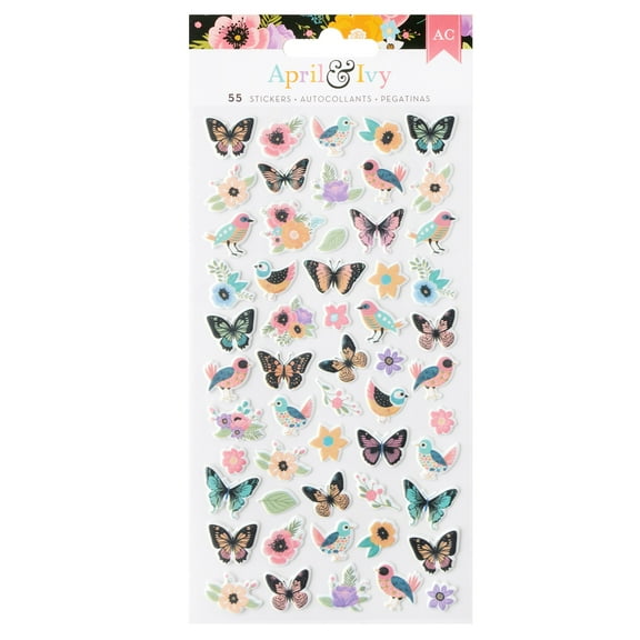 American Crafts April And Ivy Puffy Stickers 55/Pkg-Icons