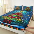 thumbnail image 3 of Manfei Ccolorful Christmas Tree Full Size Sheets,Watercolor Retro Glass Bed Sheets,Merry Xmas Sheet Sets For Girl Kids,Breathable Home Decor,4 Pieces, 3 of 7
