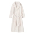 thumbnail image 3 of Solid Color Nightgown Couple Winter Nightgown Thick Coral Fleece Warm Lace Up Adjustable Belt Turn-down Collar Pockets Mid Length Lady Homewear Spa, 3 of 8