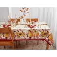 thumbnail image 3 of Brilliant Autumn Double Border Thanksgiving Tabletop, Fall Pumpkin and Sunflower Cottage Print Easy Care Fabric, Joy of Harvest, Tablecloth, 60 x 102 Rectangle, 3 of 6