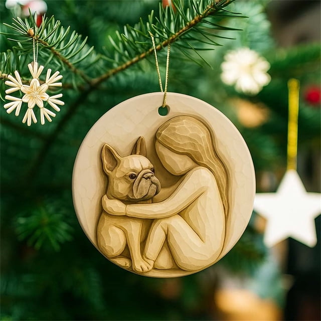 Perro Mamá Ornamento Navideño Collar Acrílico 2D, Perro Navideño Collar Acrílico, Collar Perro Navideño Acrílico, Pequeño Collar Perro Acrílico Navideño, Collar Perro Acrílico para Regalo,