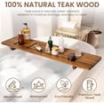 thumbnail image 4 of Teak Bathtub Tray - Wood Bath Caddy Tray 35" for Large Tubs - Adjustable Bathtub Table Trays - Luxury Shower Organizer for Home Spa Relaxation and Reading - Light Walnut Color, 4 of 14