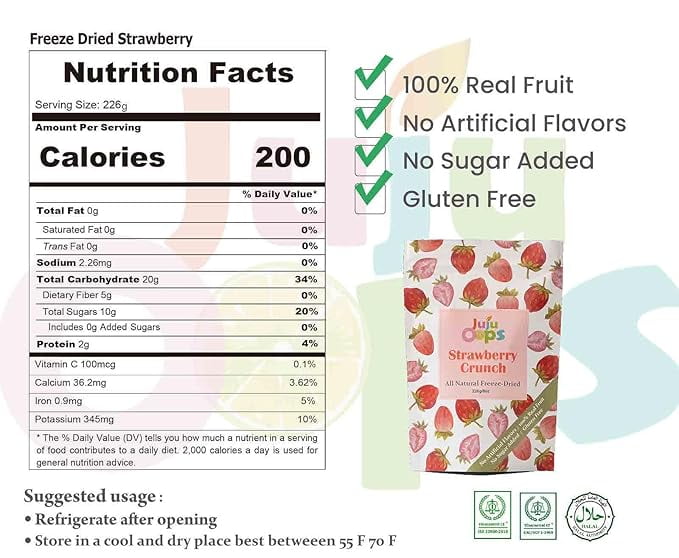 Freeze-Dried Whole Strawberries, Unsliced | Family Party Size | 8 Ounce