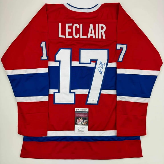 Autographed/Signed John LeClair Montreal Red Hockey Jersey JSA COA