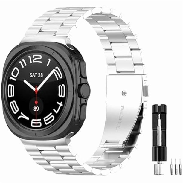 Chenchen Bands Compatible for Samsung Galaxy Watch Ultra 2 Stainless Steel Metal Adjustable Sport Business Wristband Bracelet Strap for Galaxy Watch 7 Ultra, Ultra 2 47mm Smartwatch Men & Women