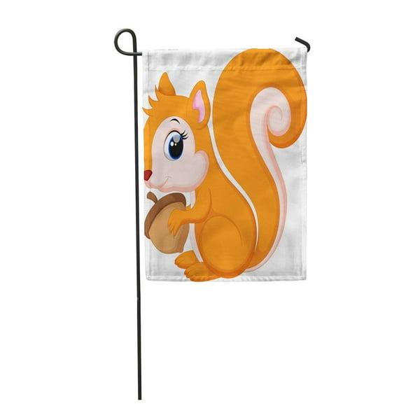 POGLIP Orange Tail Cute Squirrel Cartoon Chipmunk Adorable Amusing Garden Flag Decorative Flag House Banner 12x18 inch