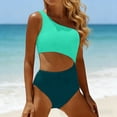 thumbnail image 2 of DHFJKG One Piece Swimsuit Women Tummy Control Bathing Suit One Shoulder Hallow Out Monokini Full Coverage Color Block Cozy Beachwear, 2 of 9