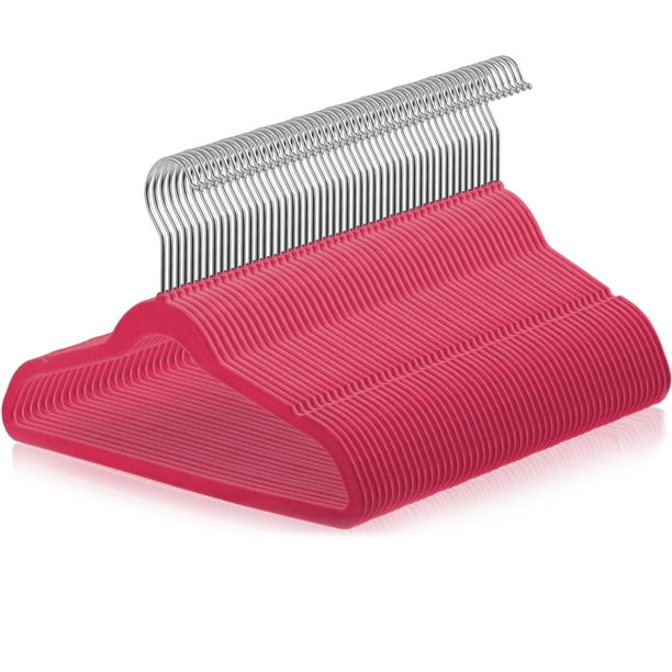 Perchas para niños Casafield de terciopelo, tamaño 14, color rosa, paquete de 50