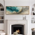 thumbnail image 3 of Large Framed Canvas Wall Art Blue Abstract Waves Print for Modern Living Room Decoration - 60"x20" Natural Framed, 3 of 7