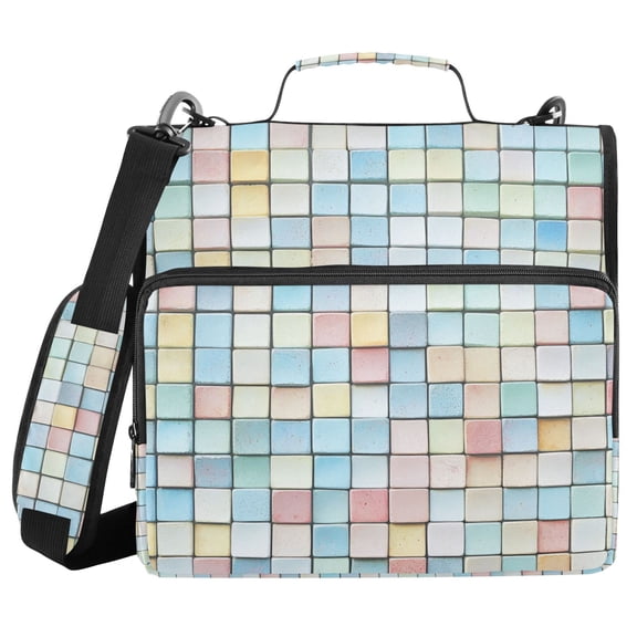 FORMRS Zipper Binder with Shoulder Strap 2-inch Ring 500 Sheet Capacity File Bag, Small Pastel Pattern