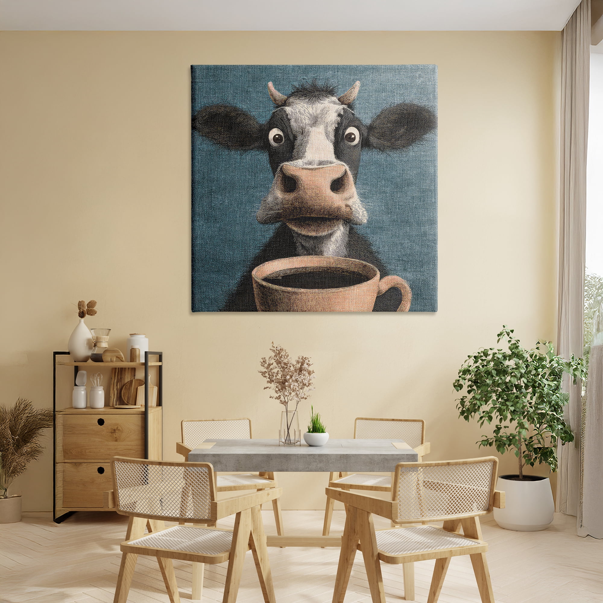 Stupell Industries Grumpy Cow & Coffee Canvas Wall Art, design by The Wands Want