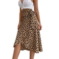 thumbnail image 5 of KelaJuan Women Midi Skirt, Printed High Waist Ruffle Hem Irregular Loose Tie-Up Skirts, Ladies Below-Knee Split Bottoms, 5 of 9
