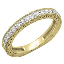 Dazzlingrock Collection 0.33 Carat (ctw) 14K Round Diamond Ladies Millgrain Wedding Stackable Band 1/3 CT, Yellow Gold, Size 5.5