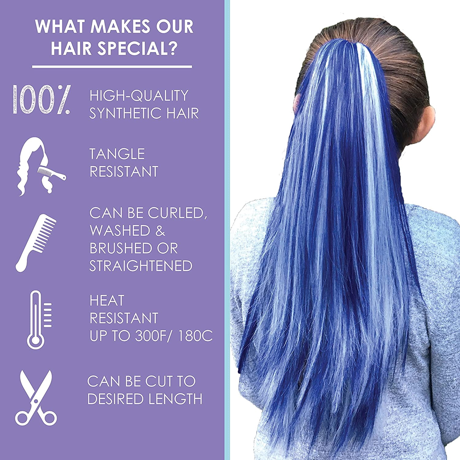 My Hair Popz Colorful Clip-in Hair Extensions for Kids - Rainbow Unicorn Hair Accessories for Girls