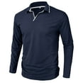 thumbnail image 4 of Tanhomme Men's Polos Shirt Long Sleeve Quick-Drying Athletic Performance Shirts Male Autumn And Winter Solid Color Lapel V Neck Oversized T Shirt Top, 4 of 7