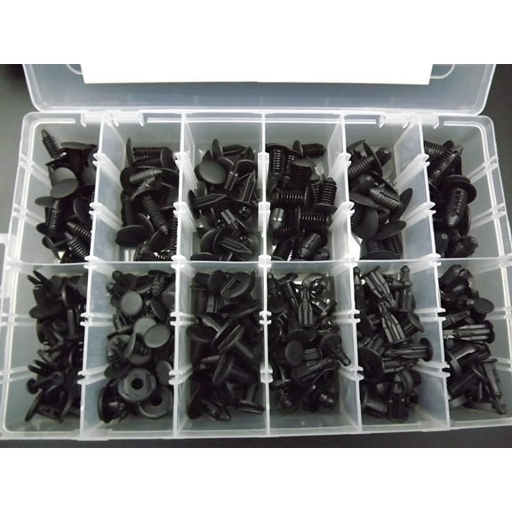 192 Pcs Auto Push Retainer Assortment Kit Car Nylon Shield Pin Rivet Fasteners
