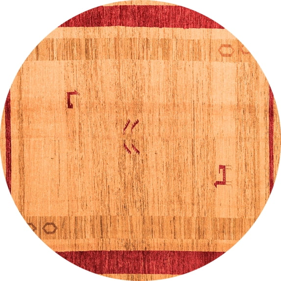 Ahgly Company Indoor Round Abstract Orange Modern Area Rugs, 7' Round