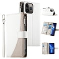 thumbnail image 1 of Funda cartera GANGXUN para iPhone 13 Pro Max , cuero PU con tarjetero, cremallera, correa de mano, soporte y protección 663°, 1 of 6