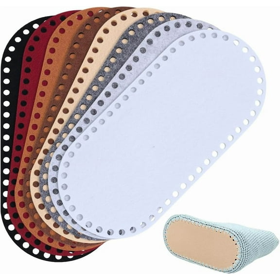 8pcs Oval Felt Purse Bottom Crochet Bag Bottom Base 8 Colors Knitting Crochet Bags Bottom Shaper Pad with Holes for DIY DIY Tote Purse Shoulder Crossbody Bag Making 8.7x3.9inch