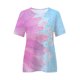 thumbnail image 3 of Gibobby Playera de Manga Corta con Cuello Redondo Mujeres Casual Summer Tops Floral Short Manga Round Neck Tee T Camisa lado suelto Tunic Blouse(Rosa caliente,XL), 3 of 5