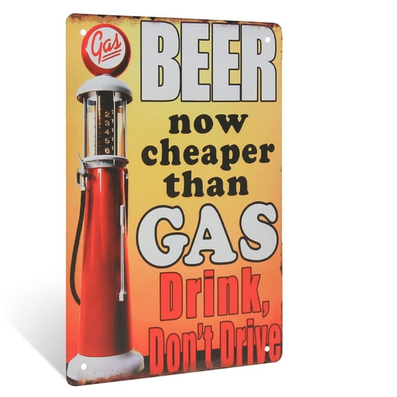 Funny Beer Now Cheaper Than Gas Metal Sign Novelty Man Cave Home Bar Garage Shop Decor Pub Wall Art