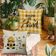 thumbnail image 5 of Spring Summer Honey Bee Kind Decorative Throw Pillow Covers 18 x 18, Yellow Bumble Bee Sweet As Can Bee Our Guest Outdoor Pillowcase, Buffalo Plaid Farmhouse Cushion Case Home Decor, 5 of 6