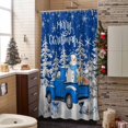 thumbnail image 3 of Merry Christmas Bathroom Shower Curtain Navy Blue Truck White Xmas Pine Tree Snowflake Waterproof Washable Shower Curtains for Bathtub Bath Decor with Grommets and Hook 36 X 72 Inch, 3 of 8