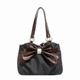 thumbnail image 2 of Trendy Polka Dot Bow Tote Bag with Lace Detail - Large Capacity, Versatile Handbag for Everyday Use Black, 2 of 6