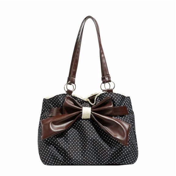 Btomtd Polka Dot Bow Tote Bag, Large Capacity Shoulder Handbag with Top Handle for Daily Commute, Crossbody Bags for Women, Black
