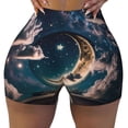 thumbnail image 2 of Balery Artistic Starry Sky Moon Book Pantalones cortos de entrenamiento estampados para mujer, sin costuras, ajustados, para gimnasio, yoga, correr, deportes, ejercicio activo, fitness.-XX-Large, 2 of 8