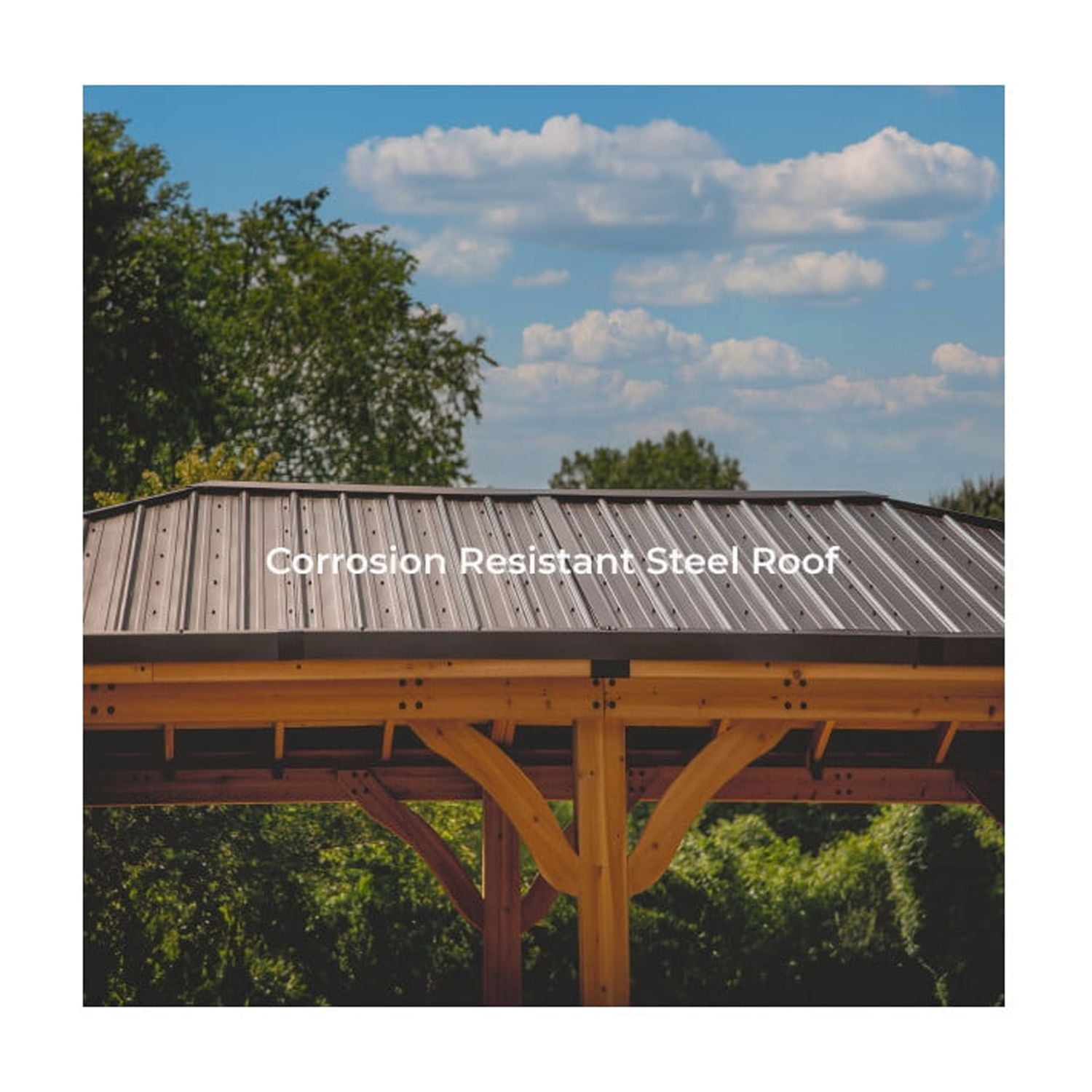 Backyard Discovery Barrington 20' x 12' Cedar Wood Gazebo, Galvanized Steel Roof, PowerPort