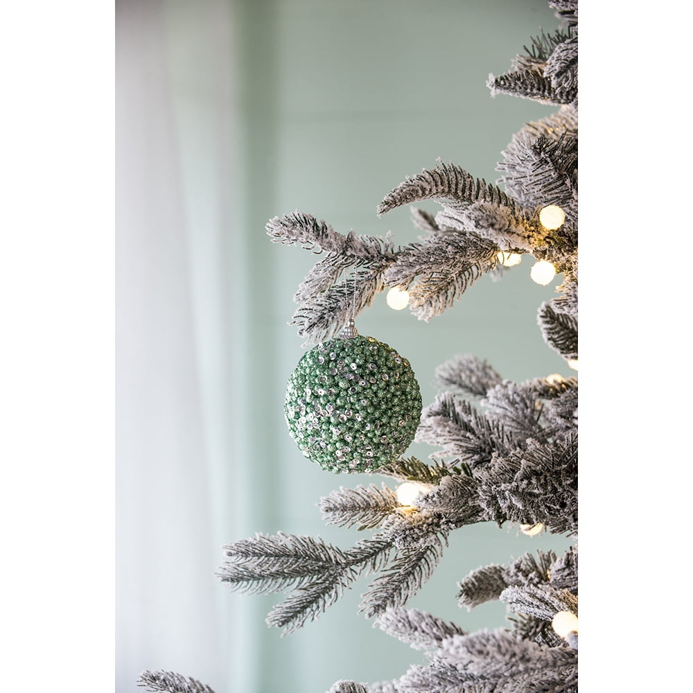 6 Pcs Glitter and Sequin Christmas Ball Ornaments Polyfoam Sparkling Tree Decor Gift Stocking Stuffer