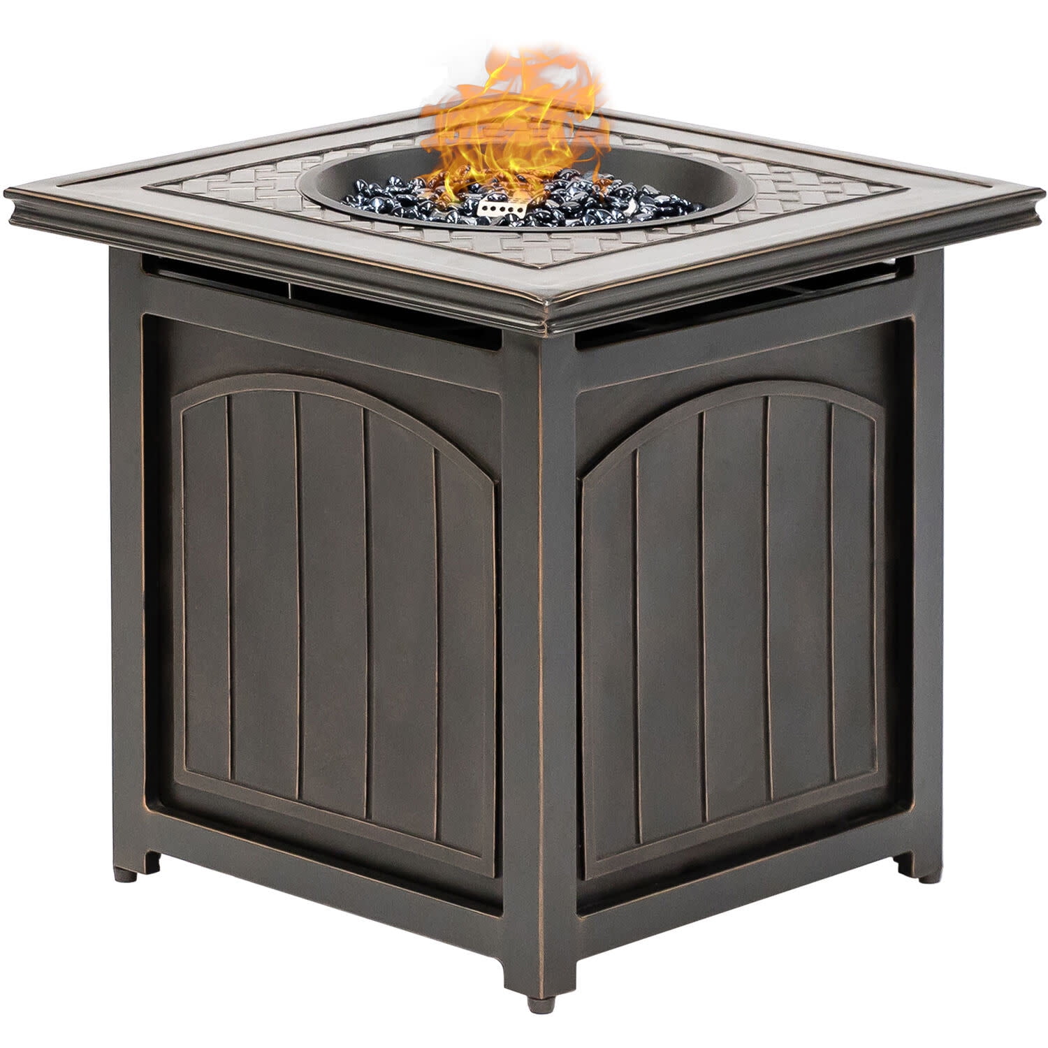 Hanover Traditions 26In. Square LP Gas Fire Pit Side Table with