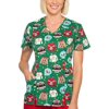 Women's Fashion Collection Holiday Cotton V-Neck Scrub Top