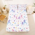 thumbnail image 5 of Erosebridal Cute Unicorn Full Size Sheets，Colorful Flowers Cute Floral Bed Sheets For Kids Girls 4-Piece, 5 of 6