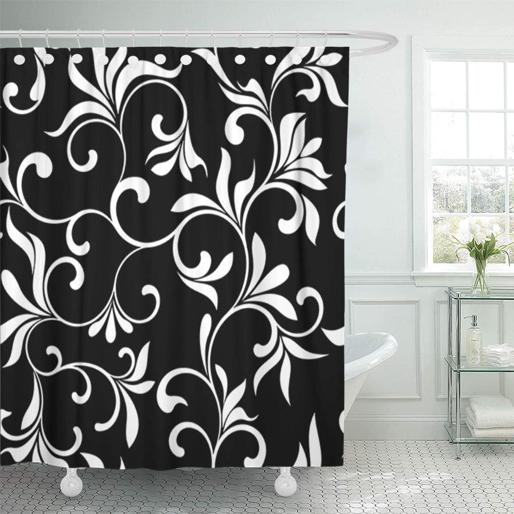 SUTTOM Black White Tracery on Pattern Vintage Swirl Foliage Royal ...