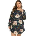 thumbnail image 6 of Women's floral long sleeve midi dress with round neck printed pattern casual everyday wear fabric 100% Polyester, 6 of 9