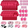 thumbnail image 2 of 32 Pcs Spa Party Supplies, Including 8 Satin Kimono Robes, 8 Spa Headbands, 8 Disposable Foam Slippers, and 8 Tote Bags for Salon, Pedicure, Sleepover Party Favors for Little Ones, 2 of 7