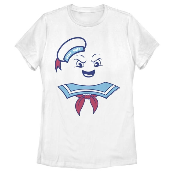 Women's Ghostbusters Stay Puft Marshmallow Man Face Graphic Tee White X Large