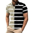 thumbnail image 2 of QATAINLAV Workout Golf Tops for Men 2025 Summer Casual Button Up Polos Shirts Fashion Stripe Lapel Short Sleeve T-Shirt Vacation Outfits Khaki XXXL Todays Sales, 2 of 5