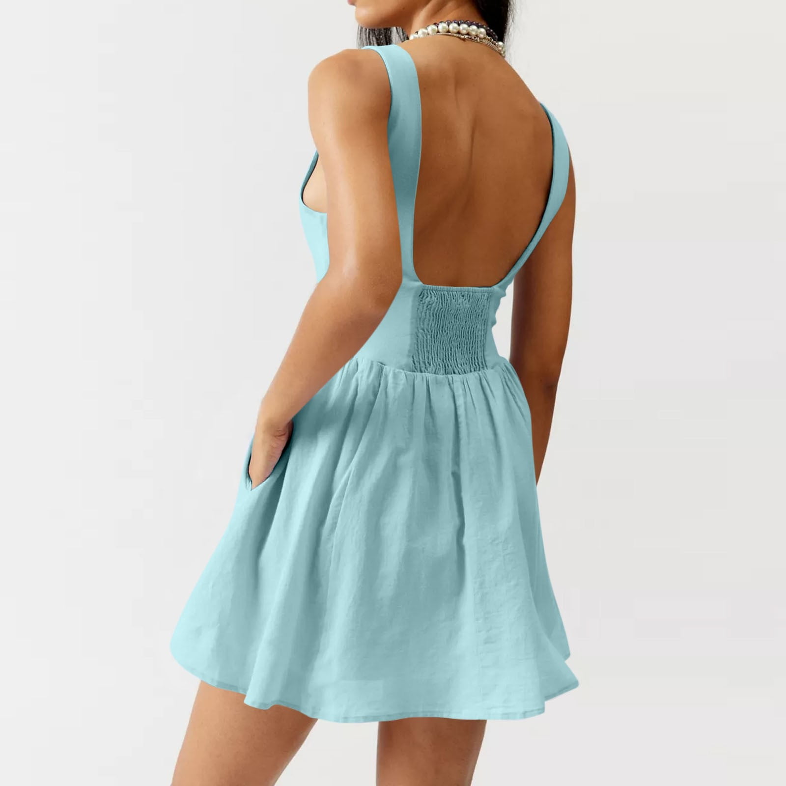 Womens Sleeveless Mini Tank Dress Casual Workout Sport Tennis Athletic With 2 Pockets Dress Cute Maxi Dresses for Women Women Work Dresses Short Sleeve Summer Dress Fancy Dresses for Women Womens