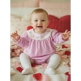thumbnail image 6 of BemeyourBBs Newborn Baby Girls Valentines Day Outfit Bubble Romper Long Sleeve Crew Neck Stripes Embroidery Letters Bodysuit Infant Spring Clothes, 6 of 9