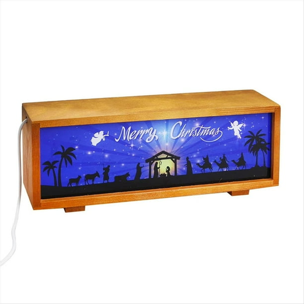 Lámpara Decorativa LED de Madera para Belén, Ideal para Repisa, Mesita de Noche y Sala de Estar.