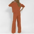 thumbnail image 7 of GILIGEGE Linen Sets for Women 2 Piece Summer Ladies' Casual Summer Solid Color Short Sleeved Cotton and Linen Top Loose Pants Set Wide Leg Pants Tracksuit Lounge Matching Sets Red 4Xl, 7 of 7